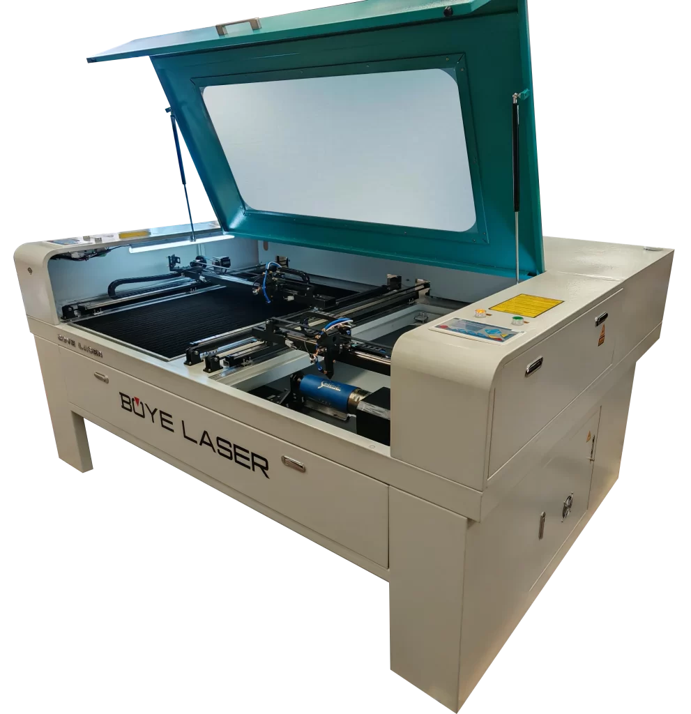 Máquina de corte láser CO2 marca boye con doble mesa de trabajo